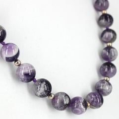 Decadent Jewels Chevron Amethyst Round Sterling Silver Necklace