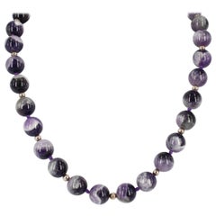 Decadent Jewels Chevron Amethyst Round Sterling Silver Necklace