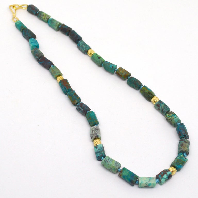 Decadent Jewels Chrysocolla Gold Necklace For Sale at 1stDibs