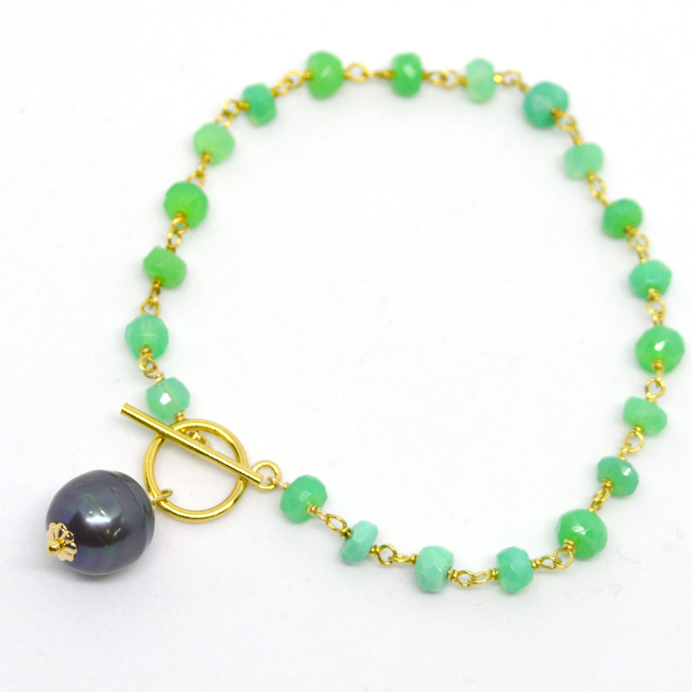 Bead Decadent Jewels Chrysophase Tahitian Pearl Gold Bracelet