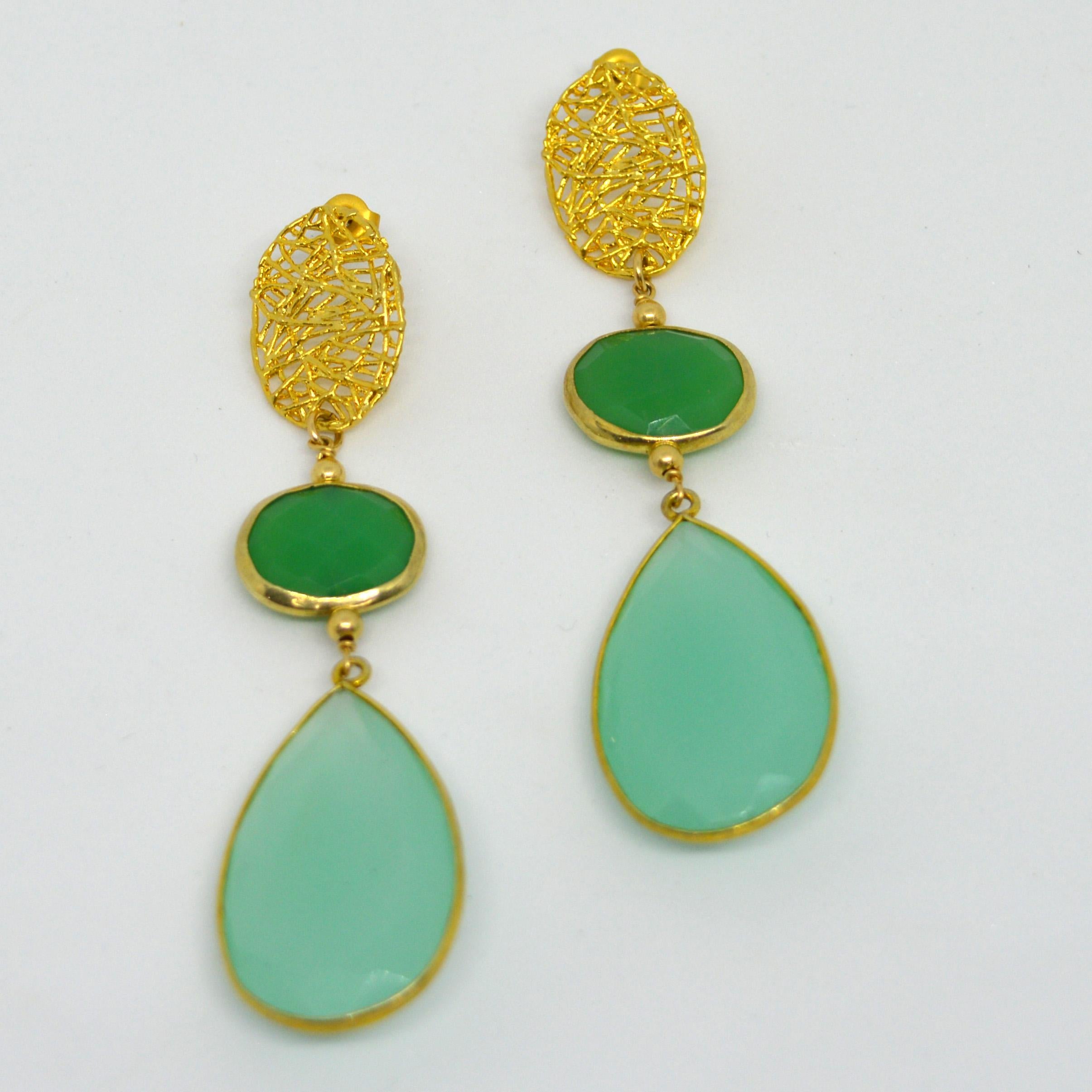 Bead Decadent Jewels Dyed Chrysoprase Chalcedony Stud Earrings