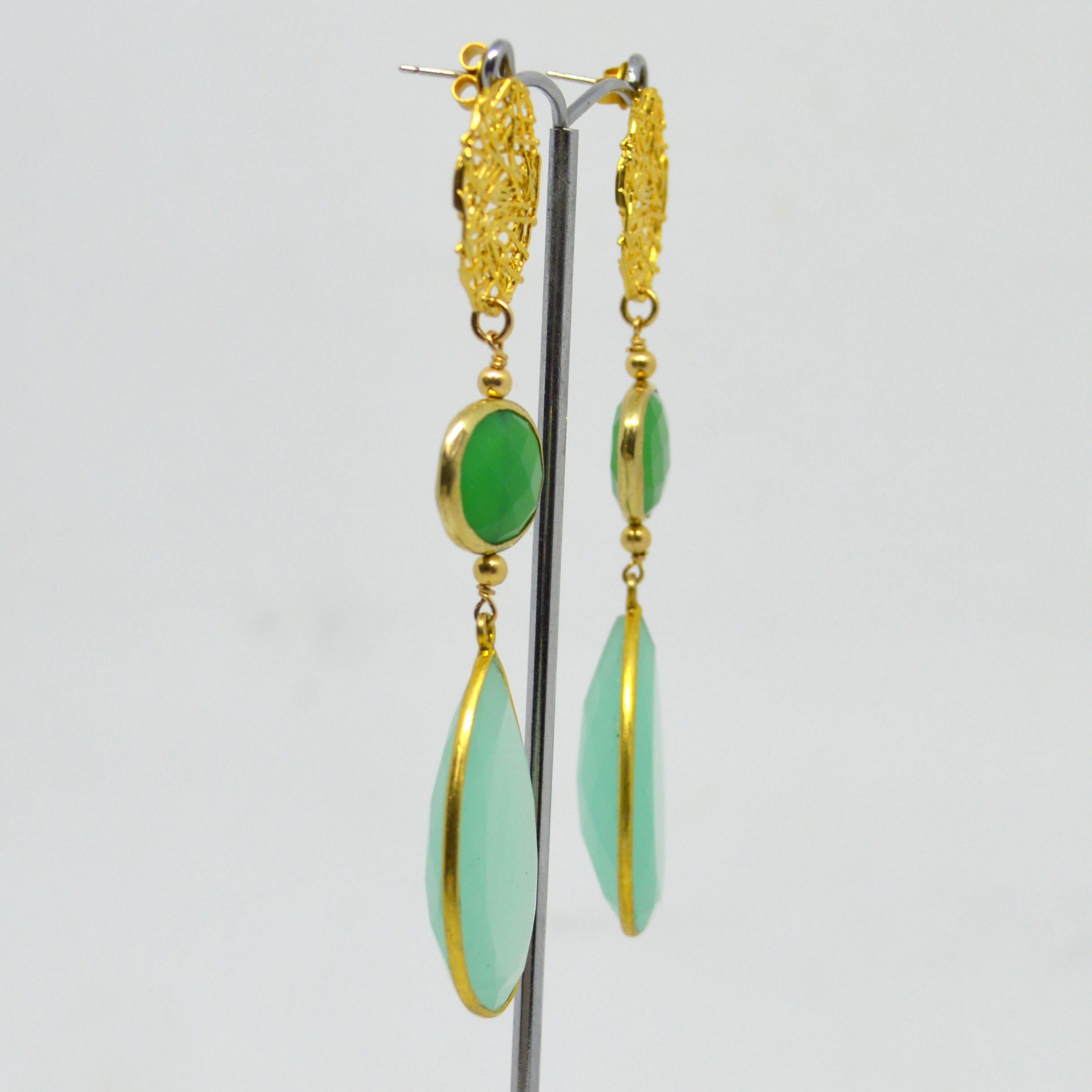 Decadent Jewels Dyed Chrysoprase Chalcedony Stud Earrings In New Condition In Sydney, AU
