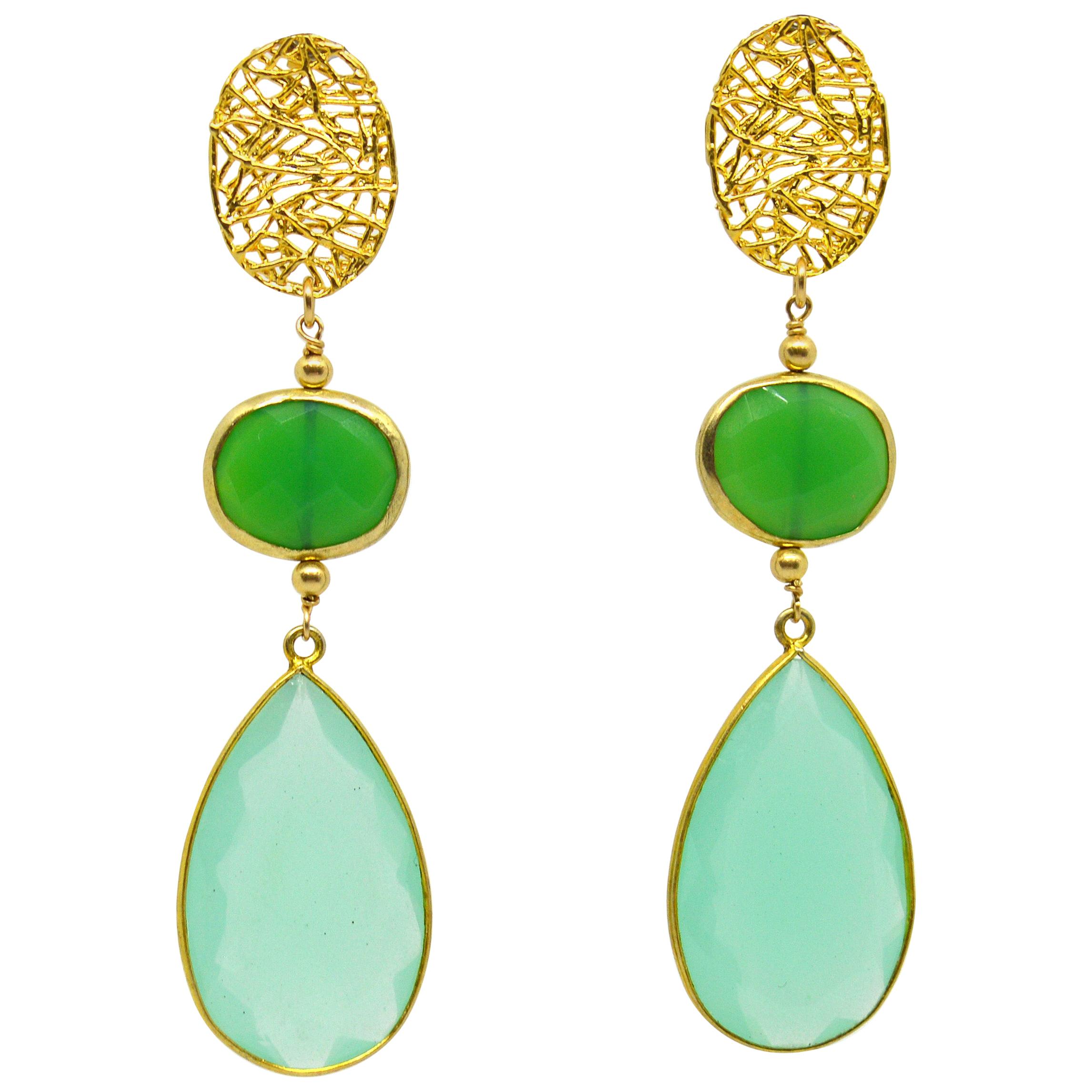 Decadent Jewels Dyed Chrysoprase Chalcedony Stud Earrings