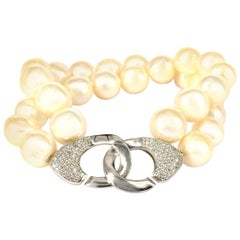 Decadent Jewels Fresh Water Pearl Sterling Silver Two-Strand Bracelet