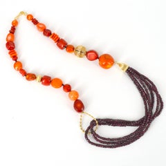 Decadent Jewels Garnet Sea Bamboo Gold Necklace