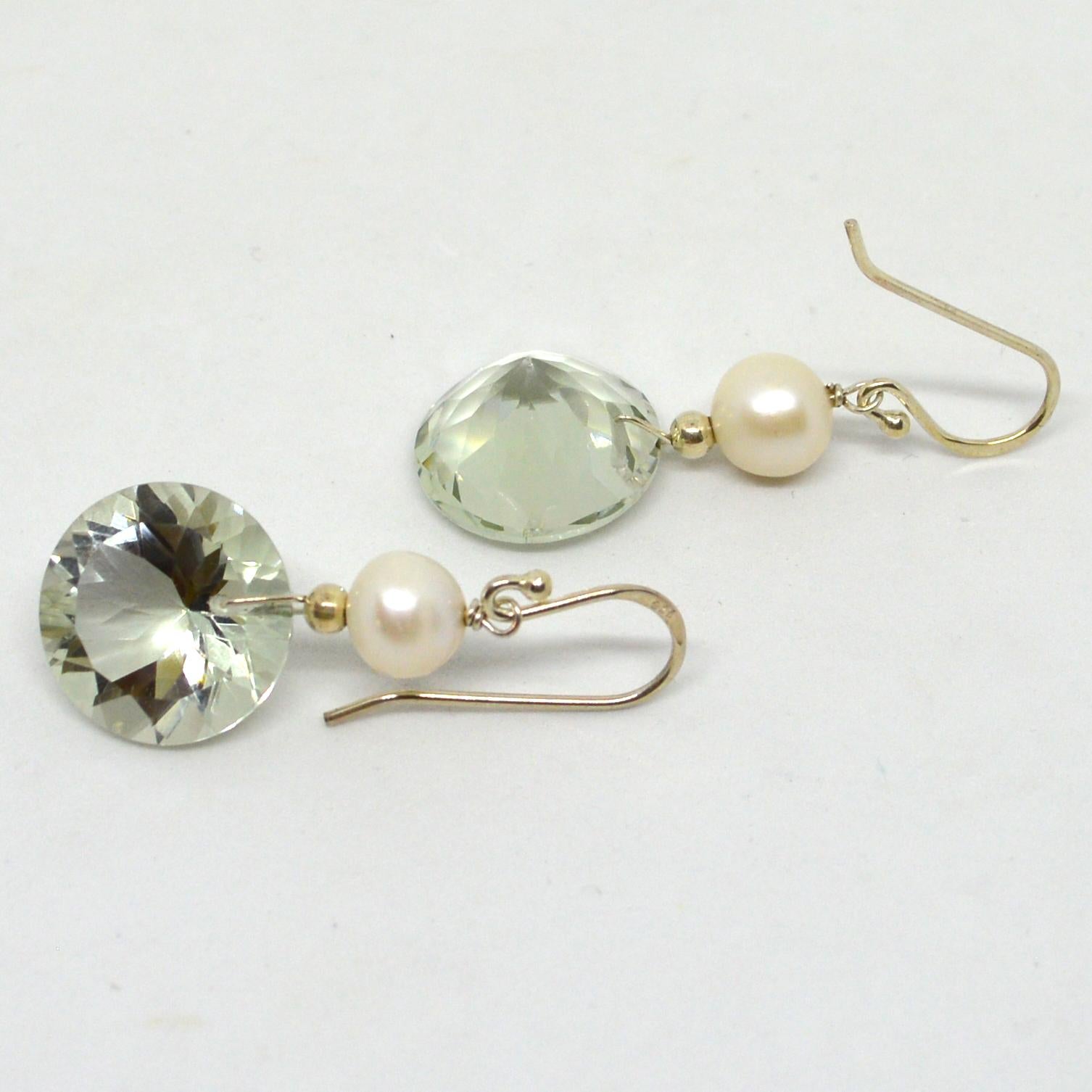 Bead Decadent Jewels Green Amethyst Pearl Silver Earrings