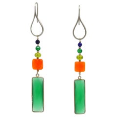 Decadent Jewels Green Onyx Carnelian Peridot Lapis Earrings