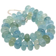 Decadent Jewels Impressive High Quality Large Aquamarine Roundel Silver Necklace