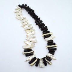 Decadent Jewels Keshi Pearl Black Coral Silver Necklace