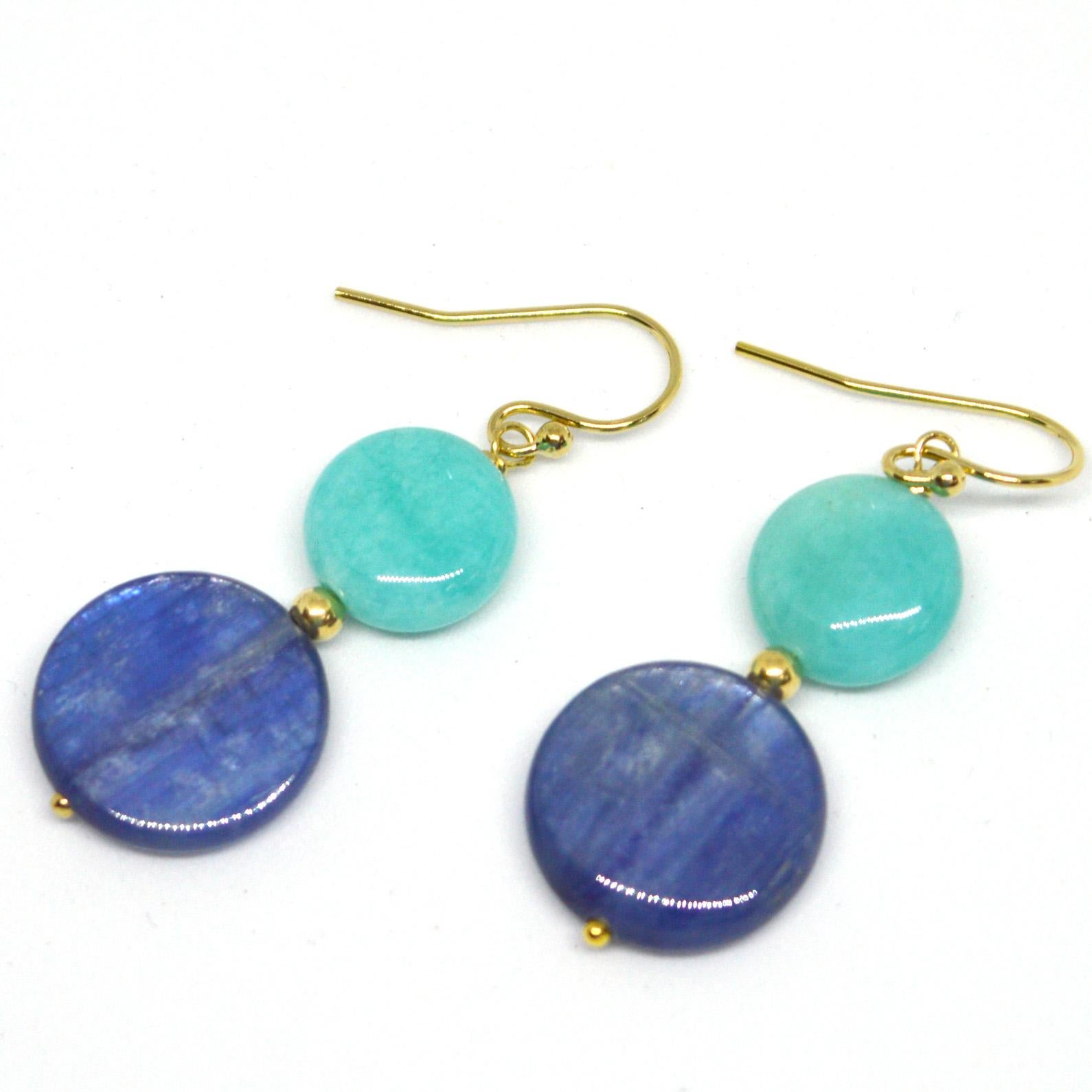 Decadent Jewels Kyanite Amazonite Gold Earrings In New Condition In Sydney, AU