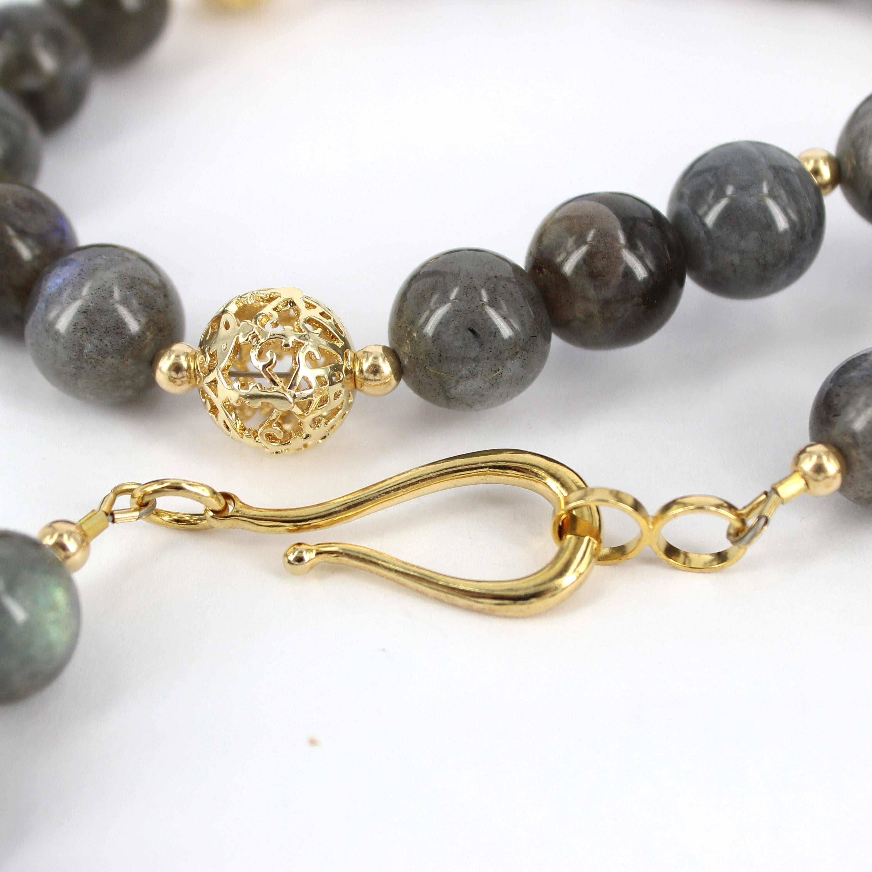 Bead Decadent Jewels Labradorite Gold Necklace For Sale