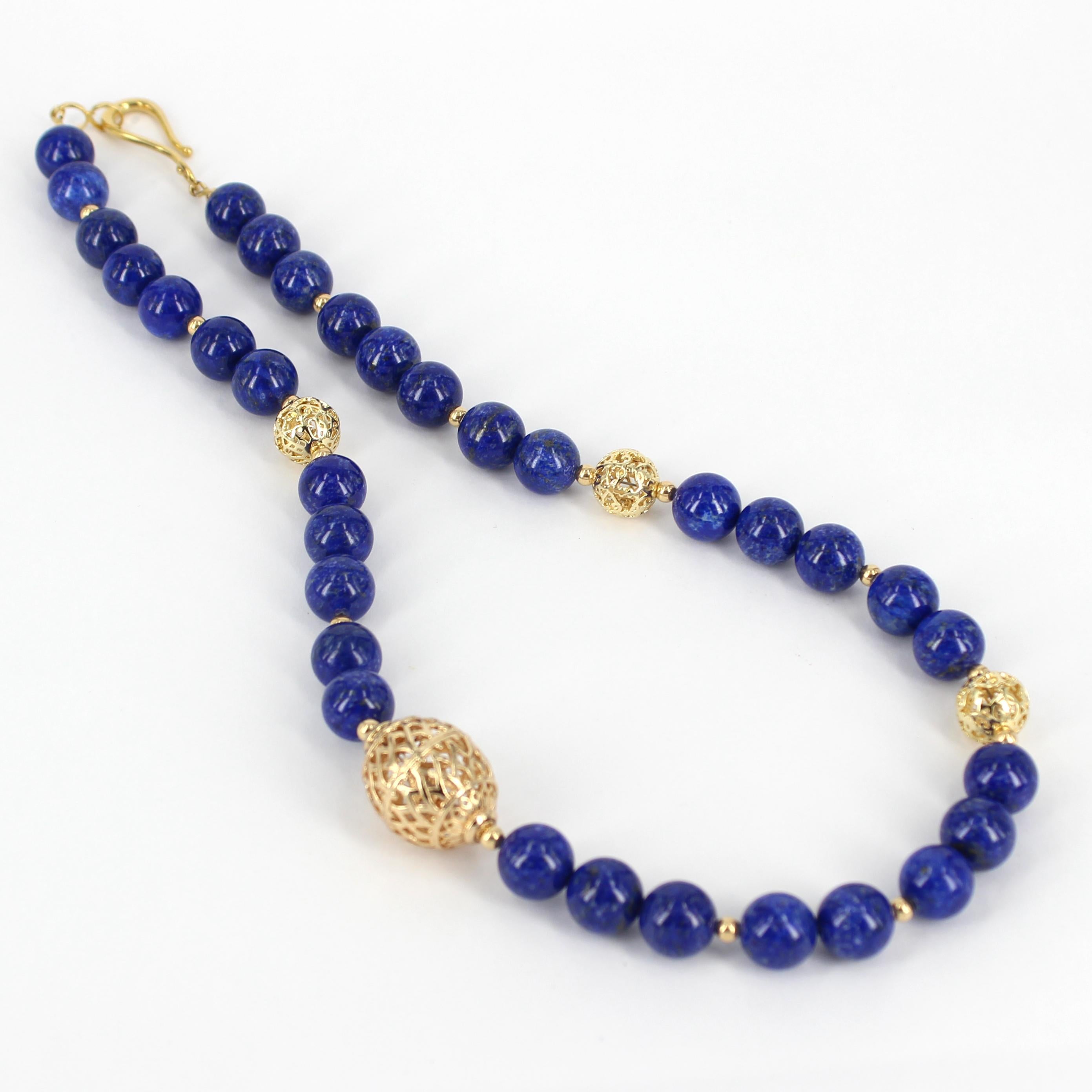 Modern Decadent Jewels Lapis Gold Necklace
