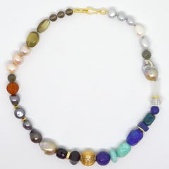 Decadent Jewels Lapis Lazuli Amazonite Labradorite Carnelian Onyx Pearl Necklace