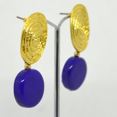 Decadent Jewels Lapis Lazuli Coil Gold Stud Earrings