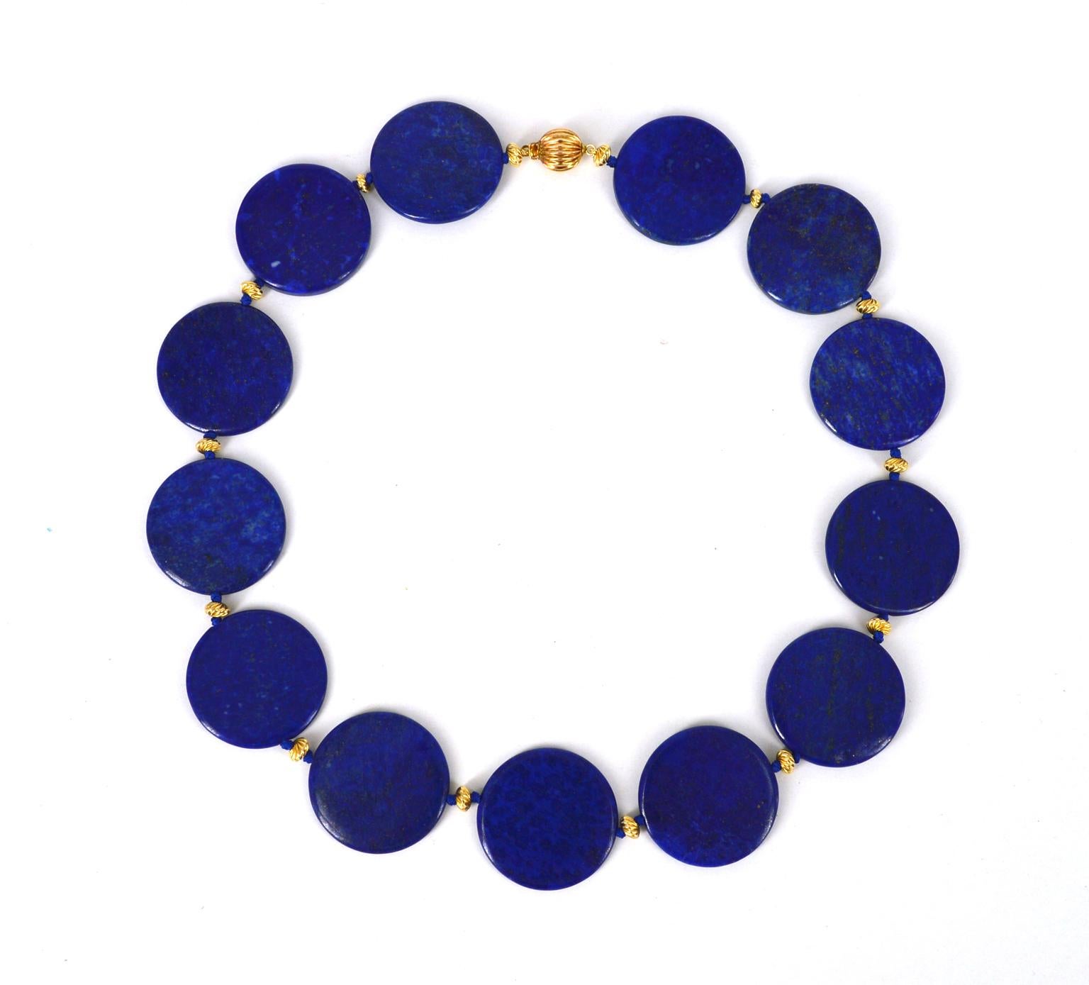 Modern Decadent Jewels Lapis Lazuli Disk Necklace