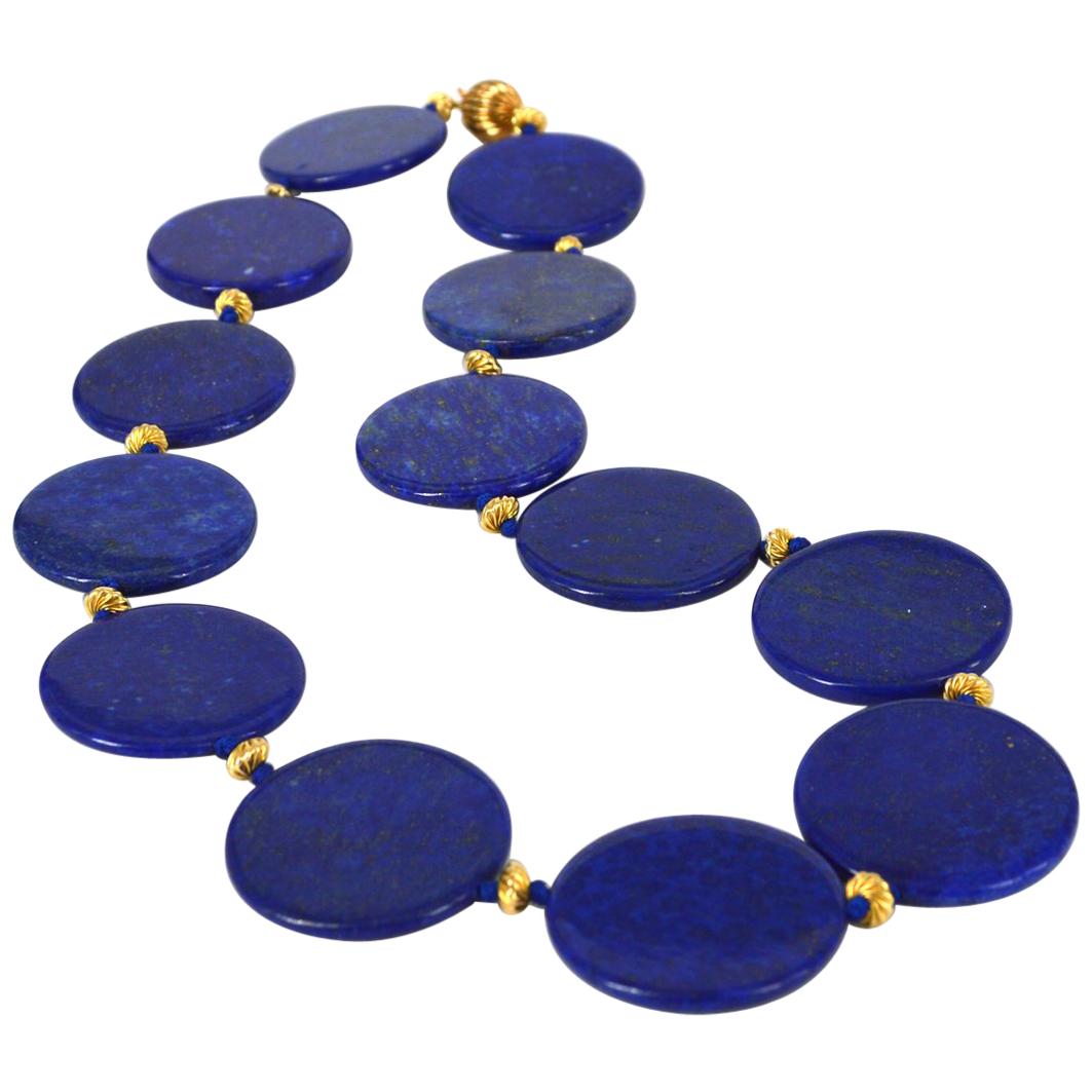 Decadent Jewels Lapis Lazuli Disk Necklace
