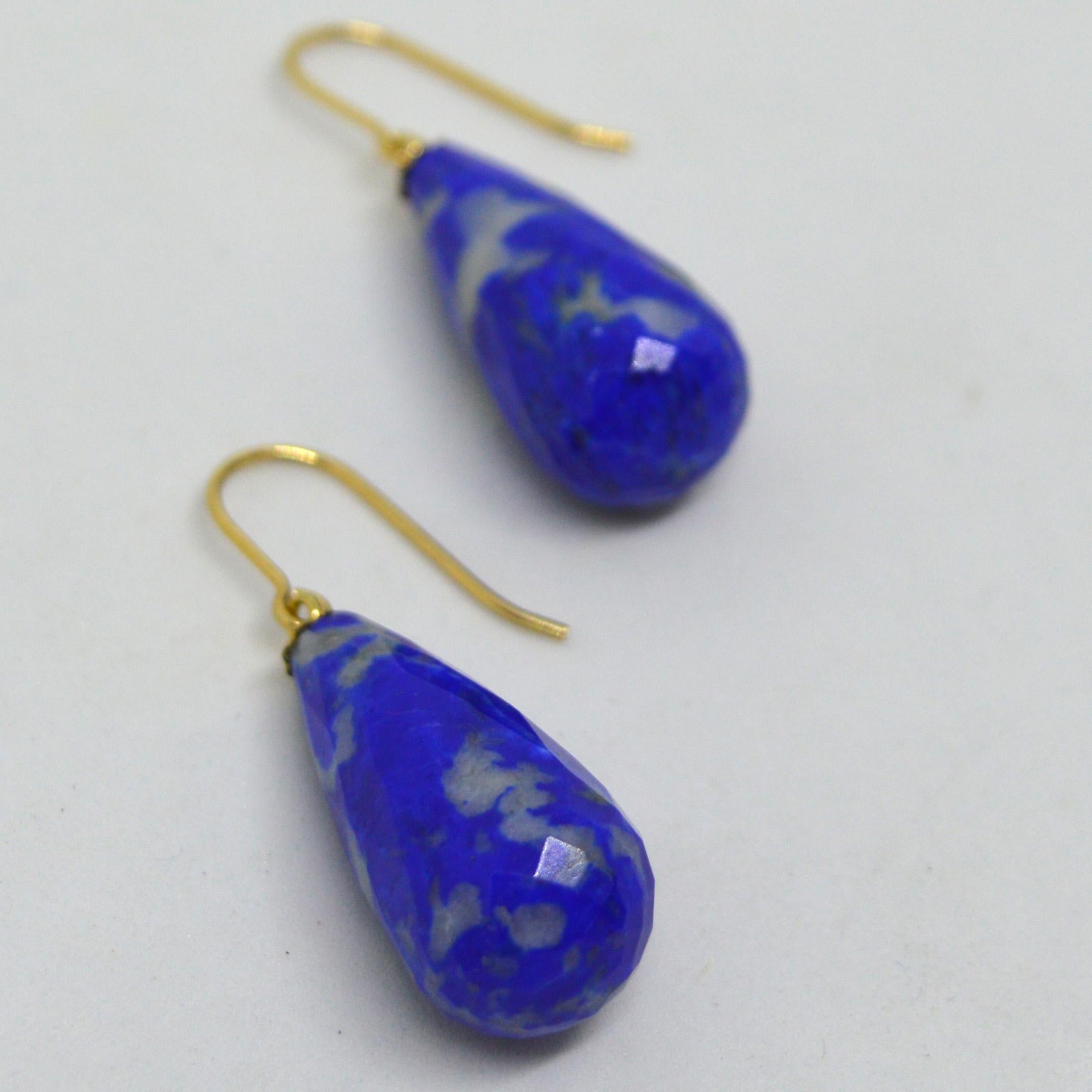 Modern Decadent Jewels Lapis Lazuli Gold Earrings