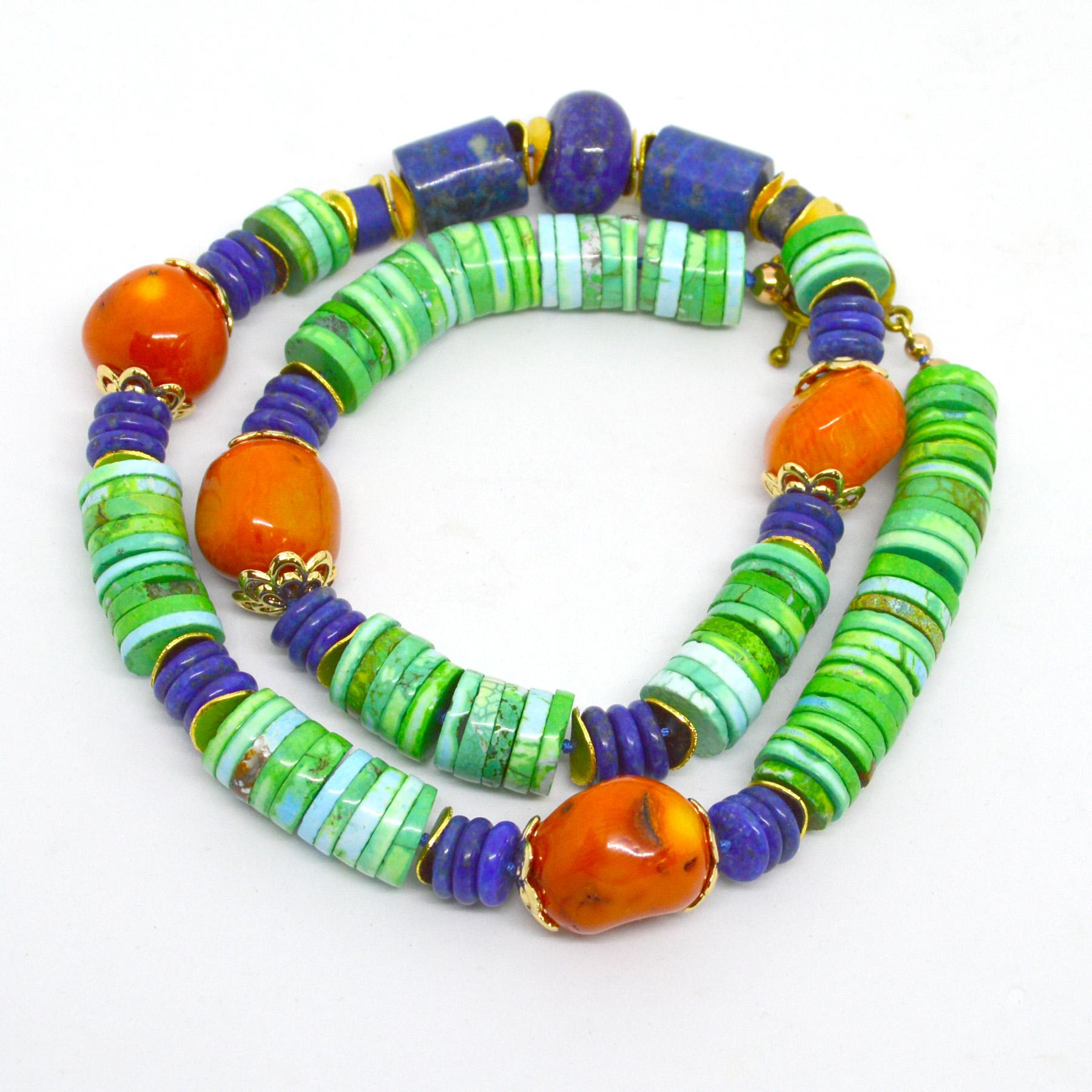 Decadent Jewels Lapis Lazuli Orange Coral Turquoise Magnacite Gold decadent-jewels-lapis-lazuli-orange-coral-turquoise-magnacite-gold