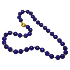 Decadent Jewels Lapis Lazuli Polished Shere Necklace