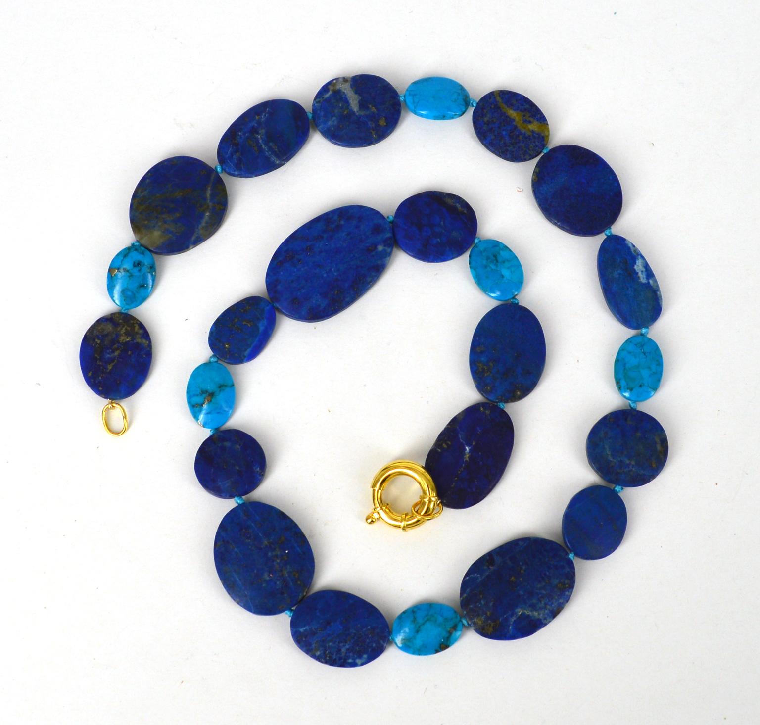 Decadent Jewels Lapis Lazuli Turquoise Gold Necklace (Moderne)