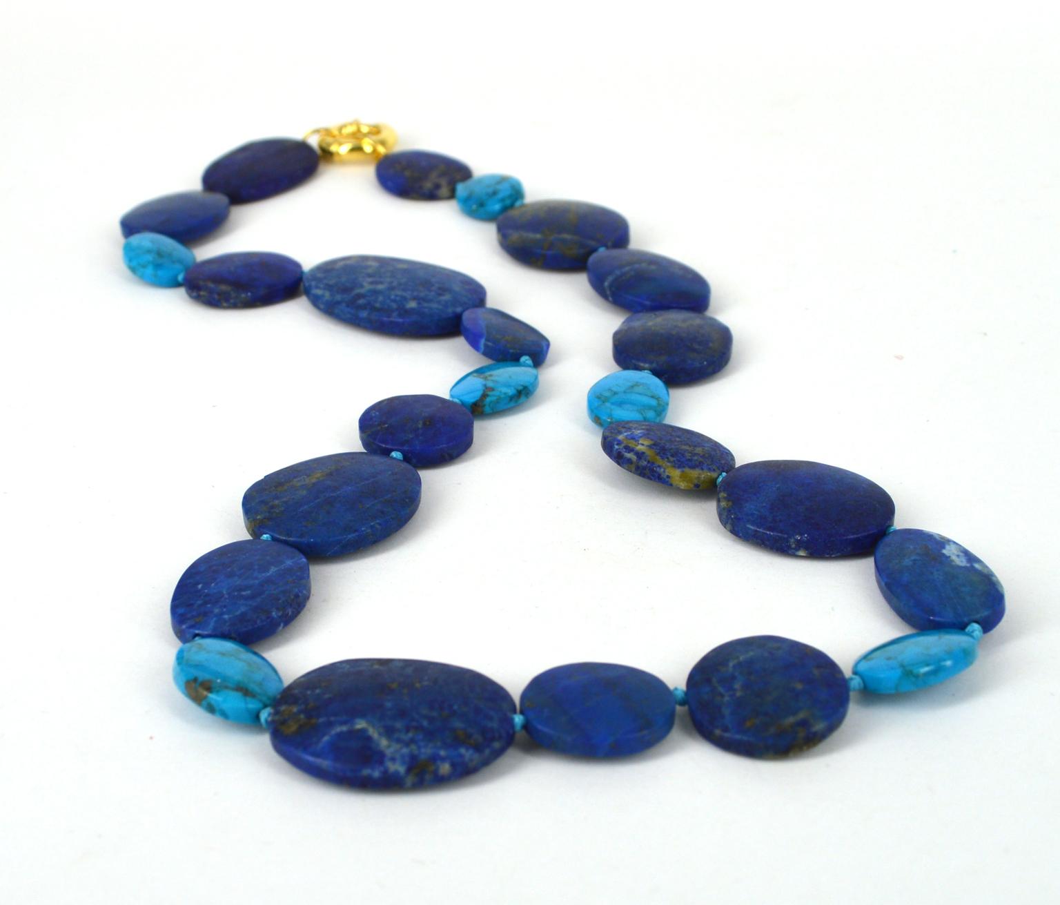 Decadent Jewels Lapis Lazuli Turquoise Gold Necklace In New Condition In Sydney, AU