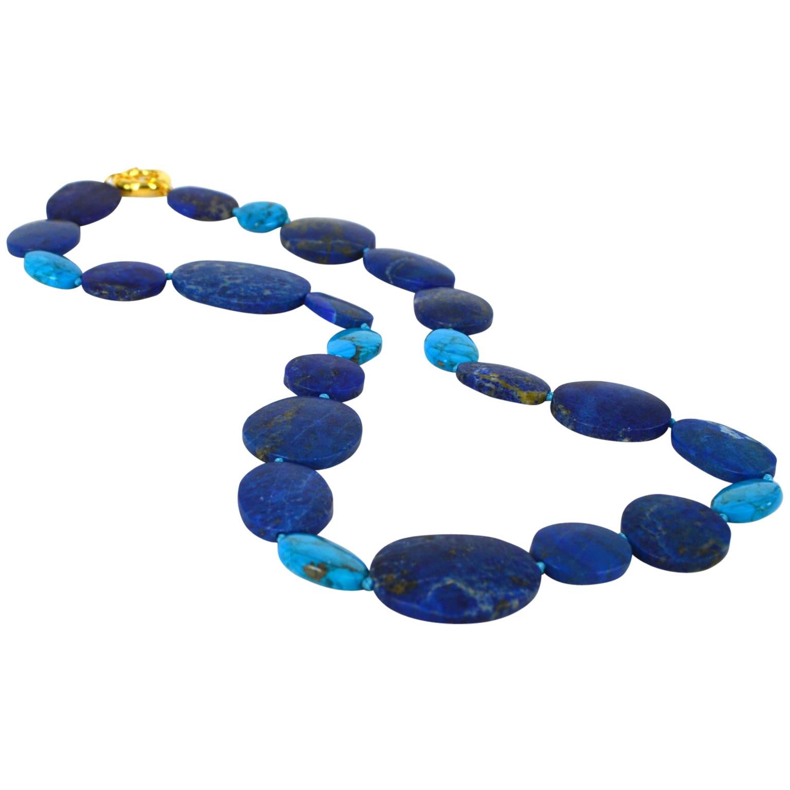 Decadent Jewels Lapis Lazuli Turquoise Gold Necklace
