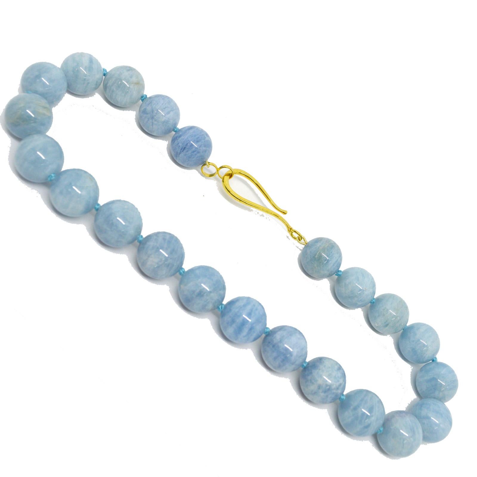 Contemporary Decadent Jewels Large Aquamarine Ball Gold Necklace