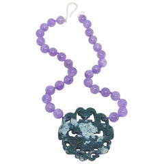 Decadent Jewels Lavender Amethyst Carved Jade Sterling Silver Necklace