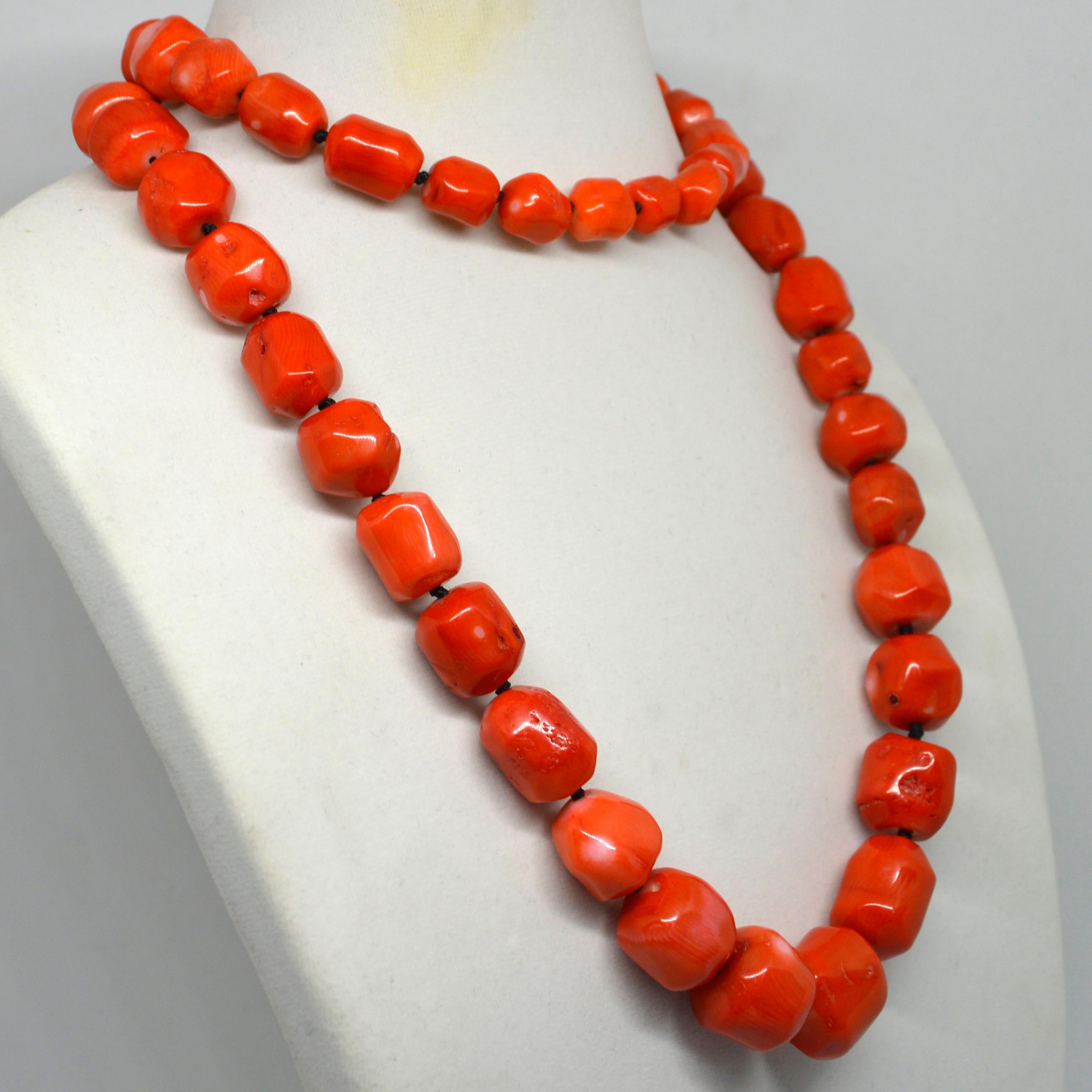 Modern Decadent Jewels Long Sea Bamboo Orange Necklace