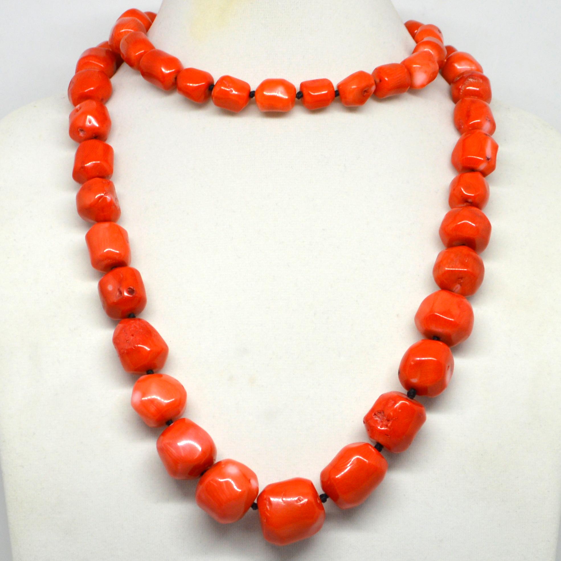 Decadent Jewels Long Sea Bamboo Orange Necklace 1