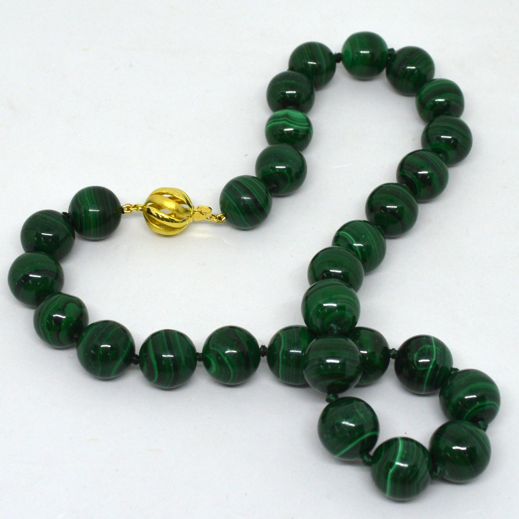 Decadent Jewels Malachite Gold Necklace In New Condition In Sydney, AU