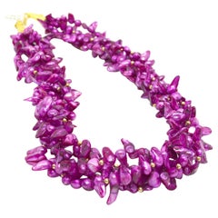 Decadent Jewels Mauve Fresh Water Pearl Torsade Gold Necklace