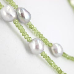 Decadent Jewels Peridot Grey Fresh Water Pearl Necklace
