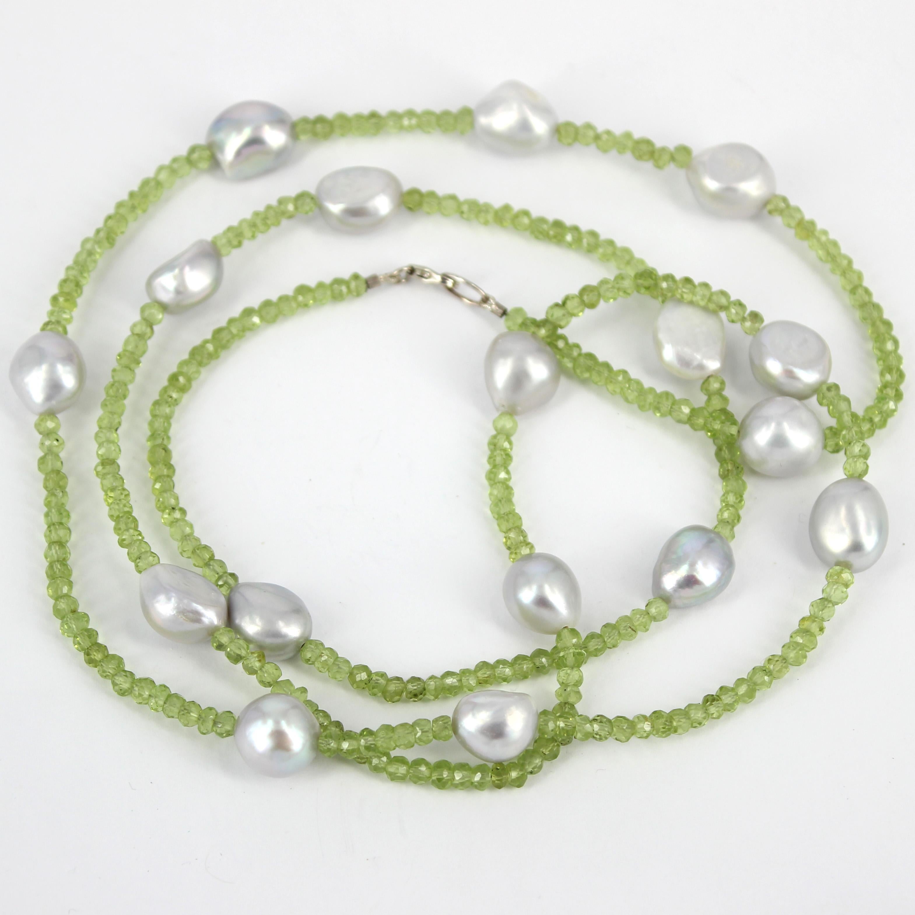 peridot and pearl necklace