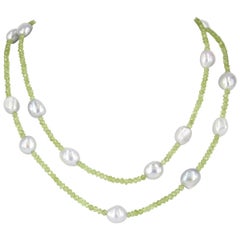 Decadent Jewels Peridot Grey Fresh Water Pearl Necklace