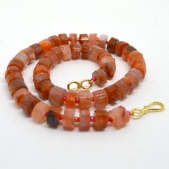 Decadent Jewels Pink Botswana Agate Faceted Wheel Gold Necklace
