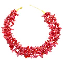 Decadent Jewels Pink Fresh Water Pearl Torsade Gold Necklace