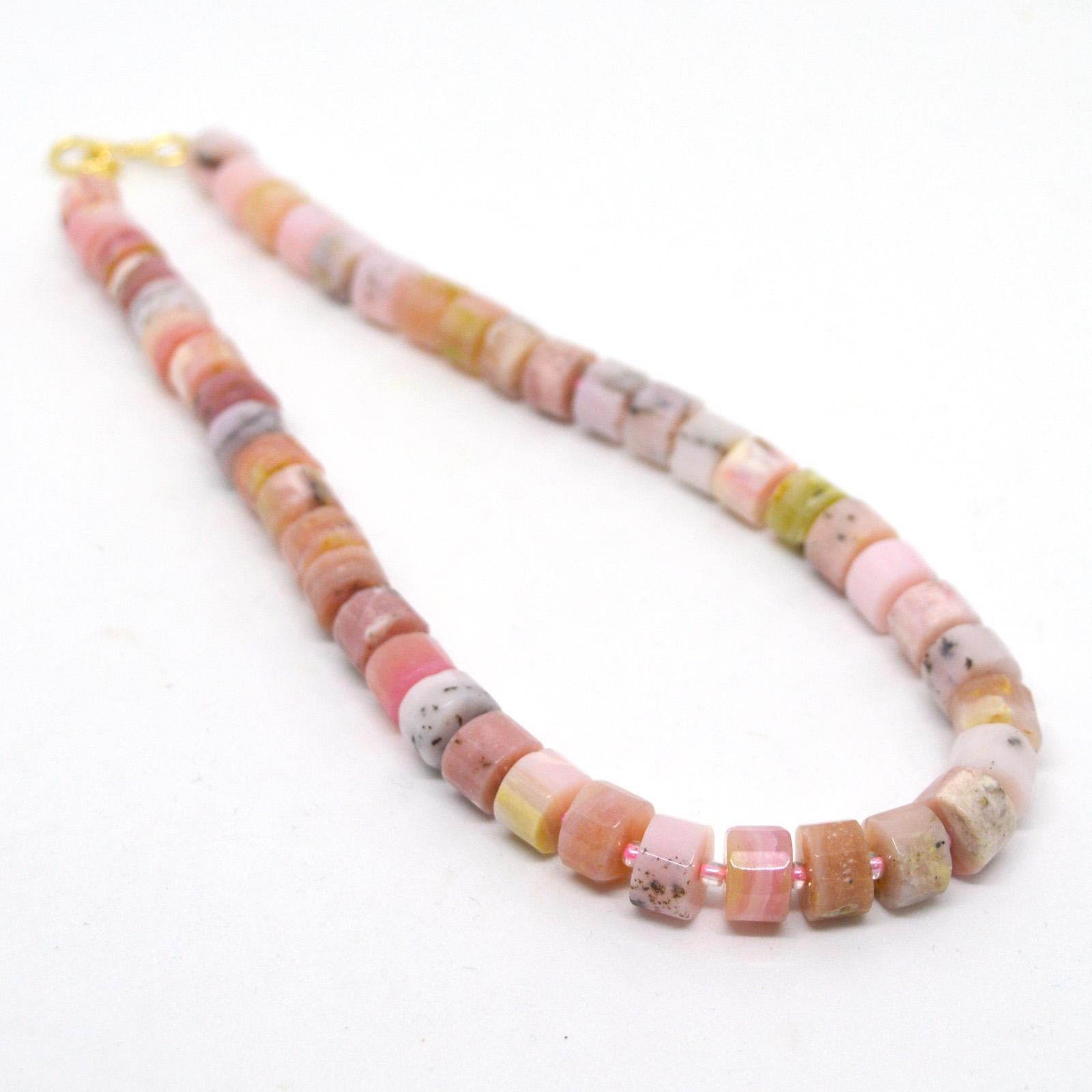 Decadent Jewels Pink Opal Faceted Wheel Gold Necklace In New Condition In Sydney, AU