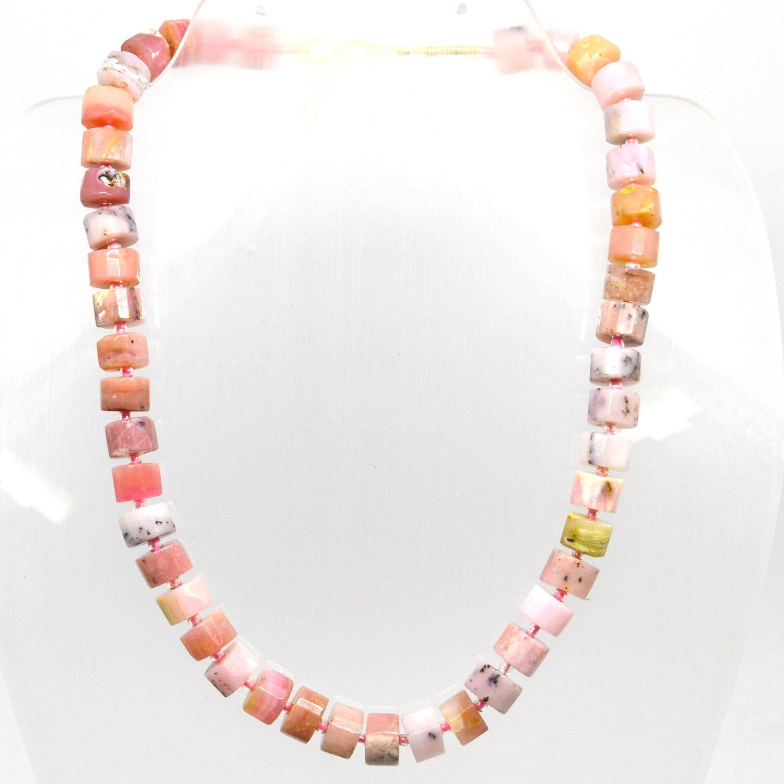Women's Decadent Jewels Pink Opal Faceted Wheel Gold Necklace