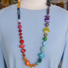 Decadent Jewels Rainbow Lapis Coral Jade Amethyst Agate Onyx Turquoise Necklace