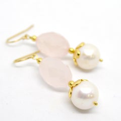 Decadent Jewels Rose Quartz Pearl Gold Earring