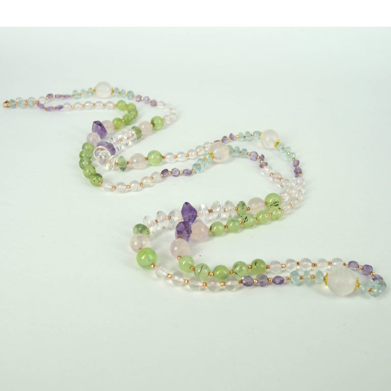 Decadent Jewels Rose Quartz Prehnite Blue Topaz Amethyst Rose Gold