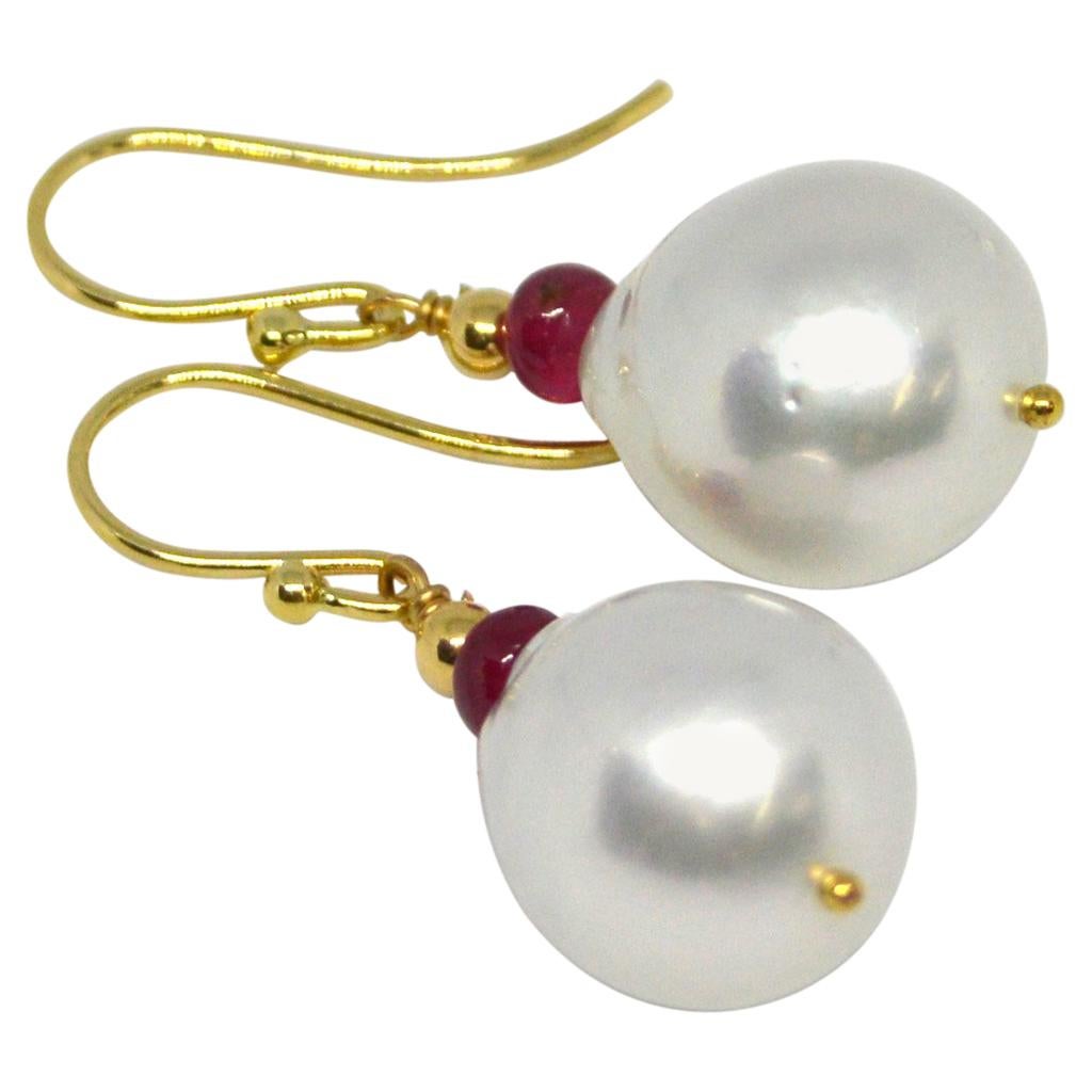 Decadent Jewels Ruby South Sea Pearl Gold Earrings