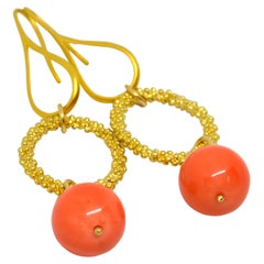 Decadent Jewels Shell Based Pearl Apricot Sphere Gold Plated Earrings