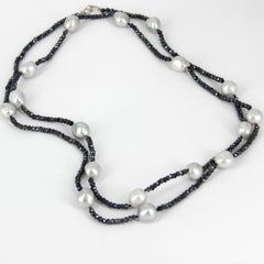 Decadent Jewels Spinel Grey Fresh Water Pearl Silver Necklace