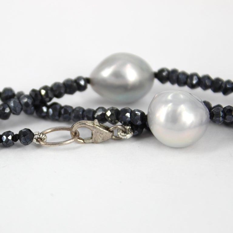 Decadent Jewels Spinel Grey Fresh Water Pearl Silver Necklace For Sale ...