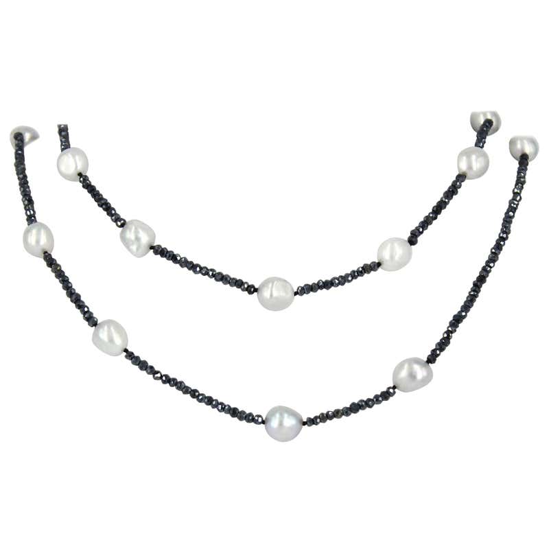 Large Grey Baroque 70 Inch Pearl Necklace at 1stDibs