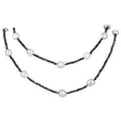 Decadent Jewels Spinel Grey Fresh Water Pearl Silver Necklace