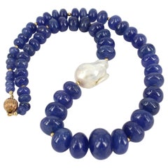 Decadent Jewels Tanzanite Baroque Fresh Water Pearl Gold Necklace