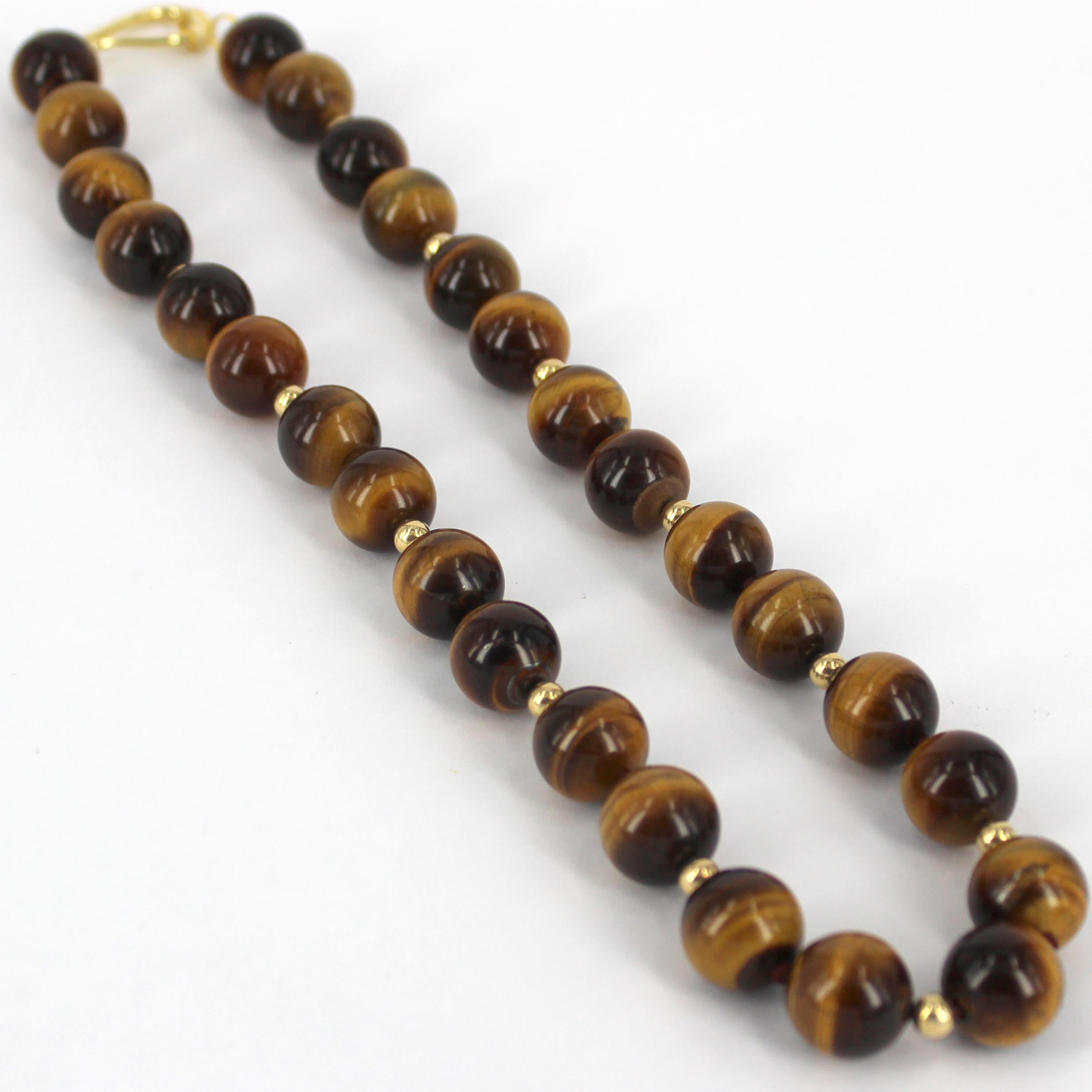 979.00 Cts Earth Mined Untreated Golden Tiger Eye Round Shape Beads Necklace 